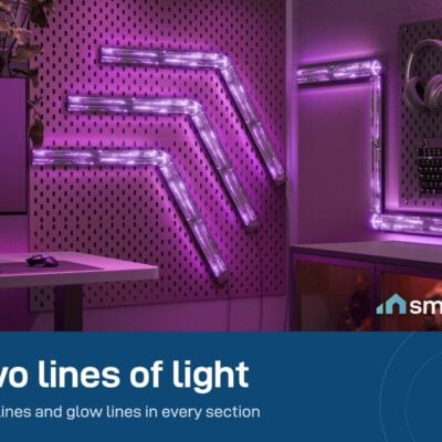 Govee Gaming Wall Light sections on a wall showing the main light line and the glow line