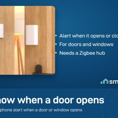 Sonoff SNZB-04P door and window sensor fixed to a door and its frame. It needs a Zigbee hub