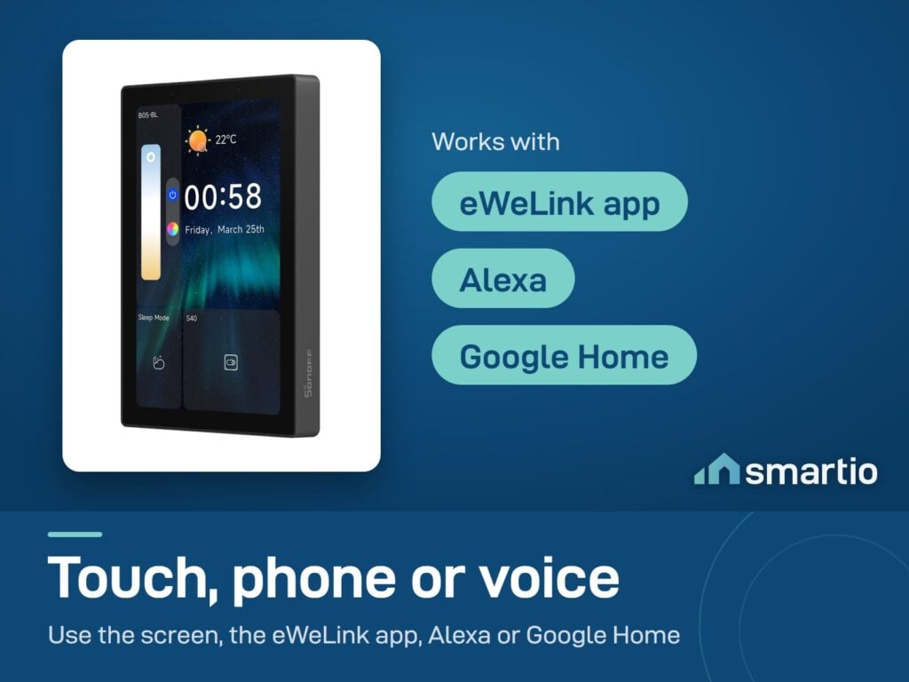 Sonoff NSPanel Pro 120 type works with the eWeLink app, Alexa and Google Home