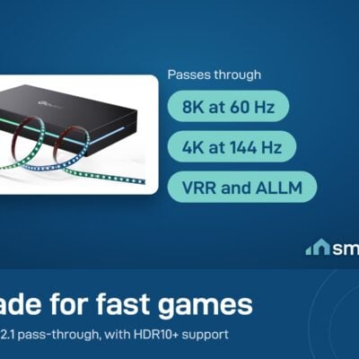 Govee Sync Box 2 (55-65 inch) has HDMI 2.1 pass-through for 8K at 60 Hz, 4K at 144 Hz, VRR and ALLM