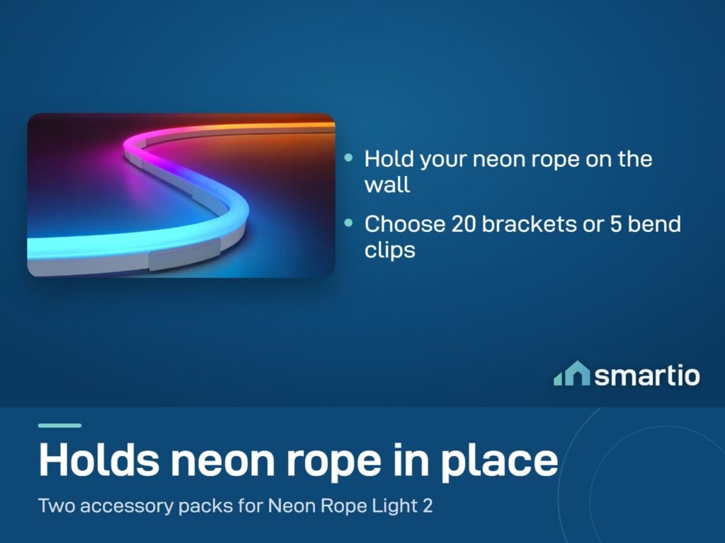 Govee Neon Rope Light 2 curving in a bend held by wall clips on a wall