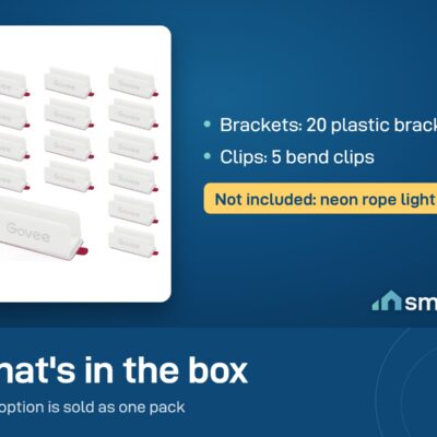 What is in the Govee Neon Rope Light 2 accessory packs: 20 plastic brackets or 5 bend clips. Neon rope not included
