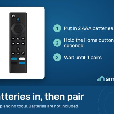 Fire TV Stick Replacement Remote pairing: put in 2 AAA batteries, hold the Home button 10 seconds, wait until it pairs