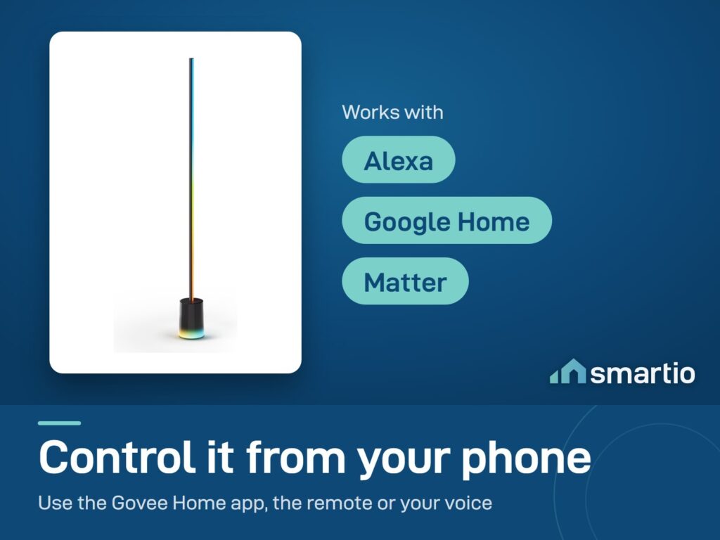 Govee Floor Lamp 2 works with the Govee Home app, the remote, Alexa, Google Home and Matter
