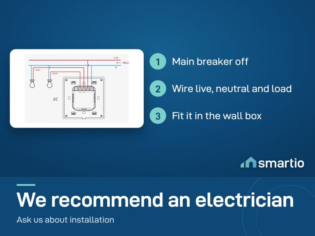 Wiring diagram for the Sonoff TX Ultimate: live in, neutral and two load outputs, 100-240V AC