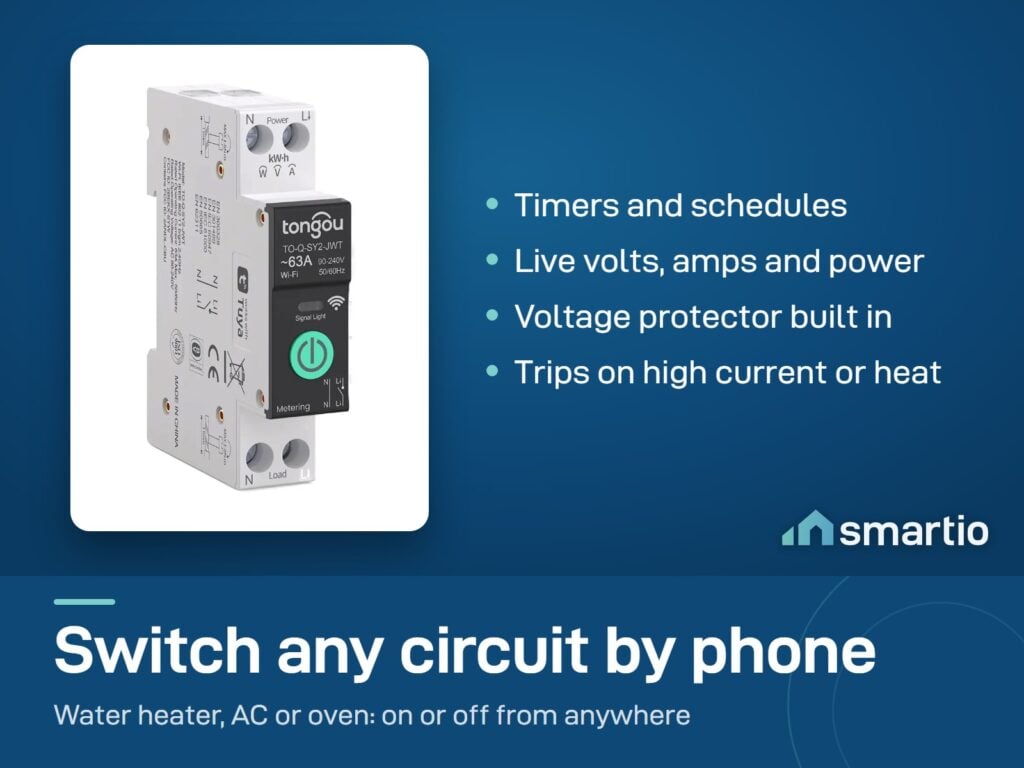 Tongou Smart Life smart circuit breaker TO-Q-SY2-JWT with a green power button