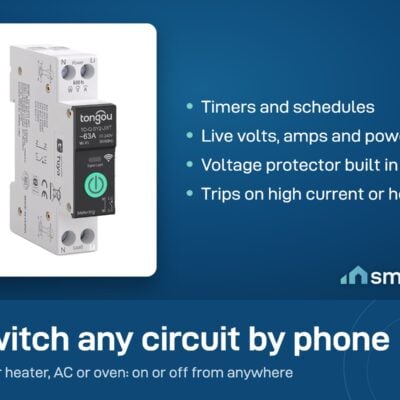 Tongou Smart Life smart circuit breaker TO-Q-SY2-JWT with a green power button