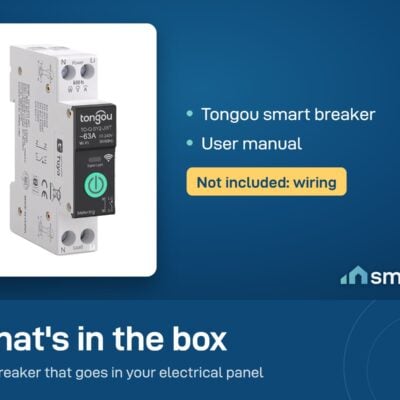 What's in the Tongou Smart Life smart breaker box: breaker and user manual. Wiring is not included
