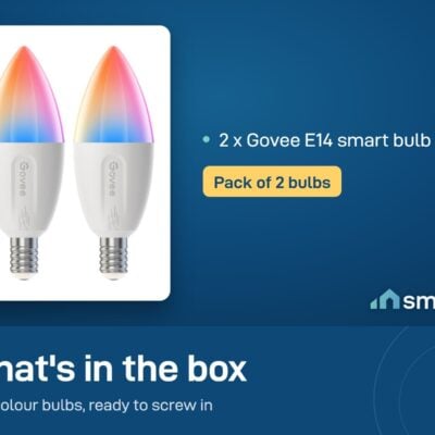 What's in the Govee E14 smart bulb 2-pack box: two E14 smart bulbs