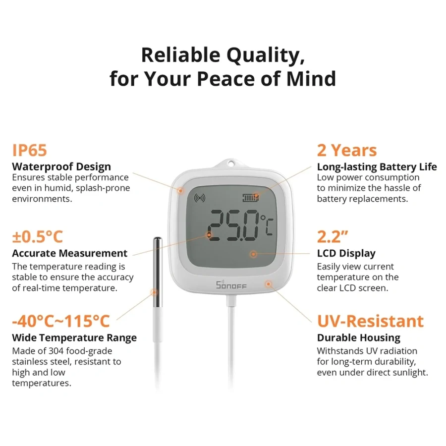 Sonoff Zigbee Waterproof Probe Thermometer | SNZB-02LD view 2