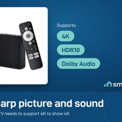 Dcolor GD2 Google TV box supports 4K, HDR10 and Dolby Audio; the TV must support 4K to show 4K