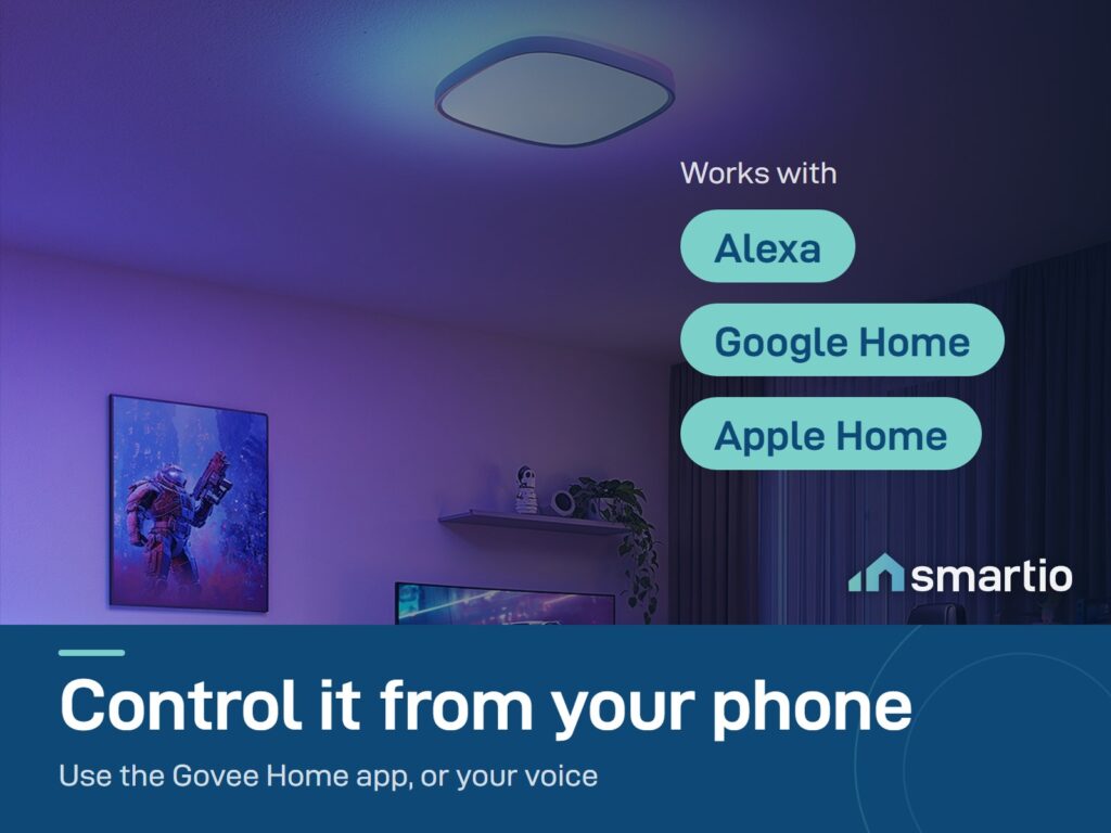 Govee 12-inch Square Ceiling Light works with the Govee Home app, Alexa, Google Home and Apple Home