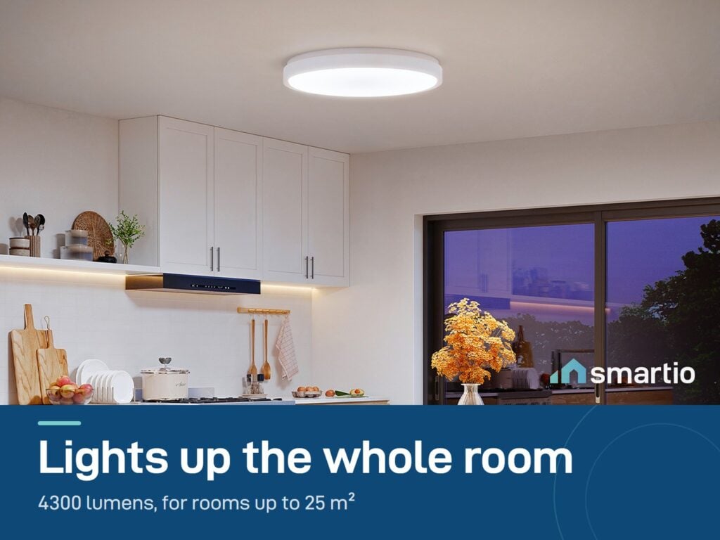 Govee 15-inch Round Ceiling Light lighting a kitchen and dining area