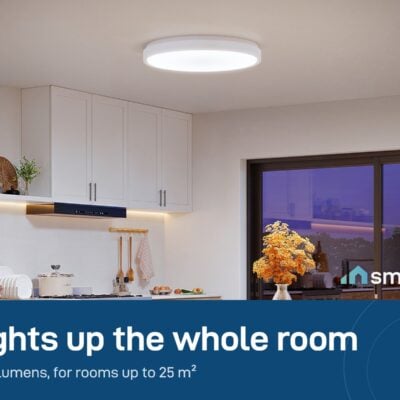 Govee 15-inch Round Ceiling Light lighting a kitchen and dining area