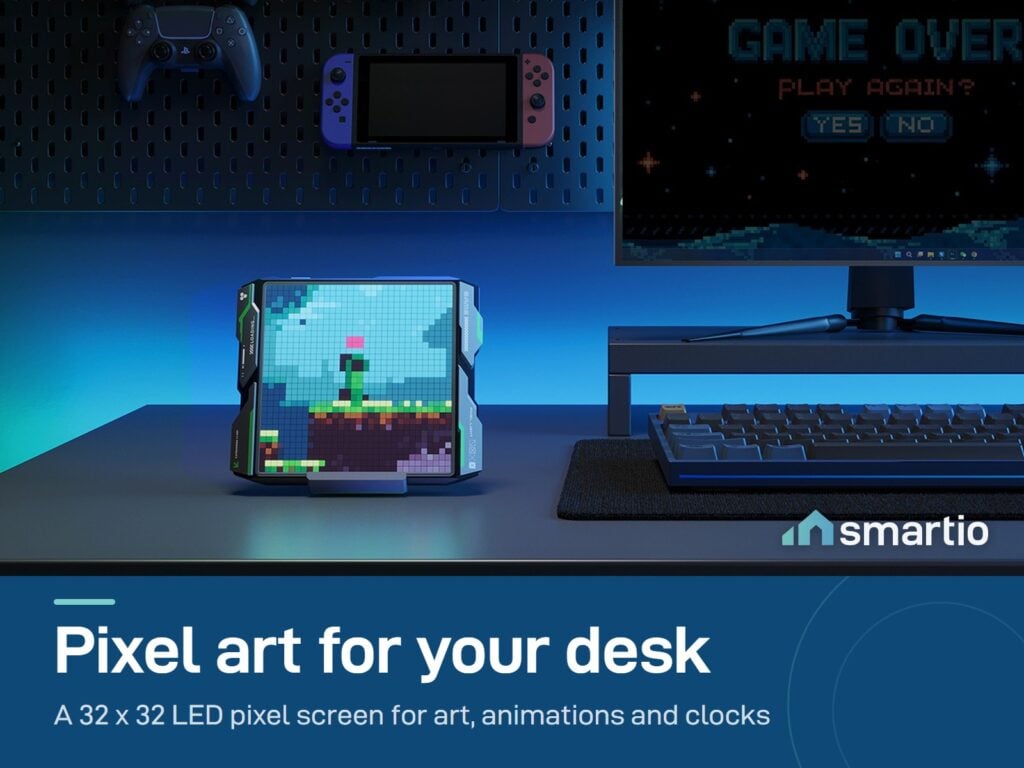 Govee Gaming Pixel Light on a gaming desk showing pixel art