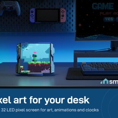Govee Gaming Pixel Light on a gaming desk showing pixel art