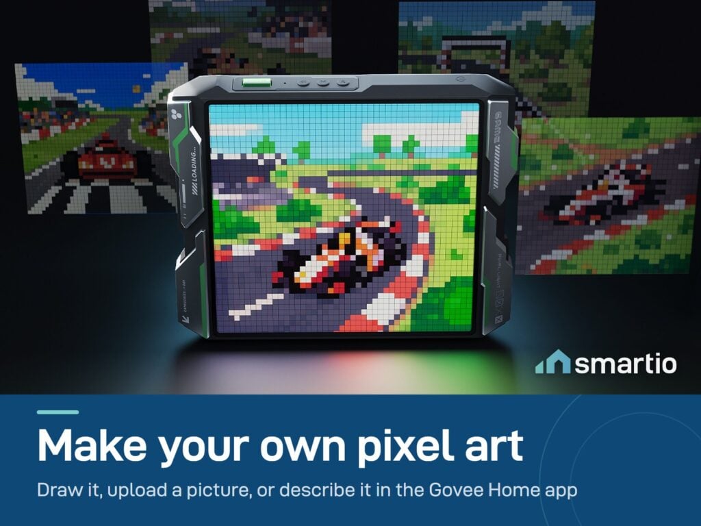 Govee Gaming Pixel Light showing custom pixel art of a racing car