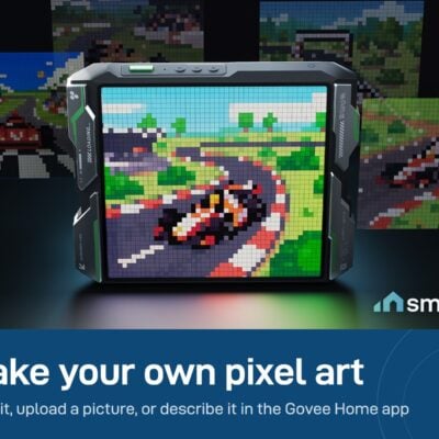 Govee Gaming Pixel Light showing custom pixel art of a racing car