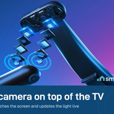 Govee TV Backlight T2 camera with its sensors reading the TV screen