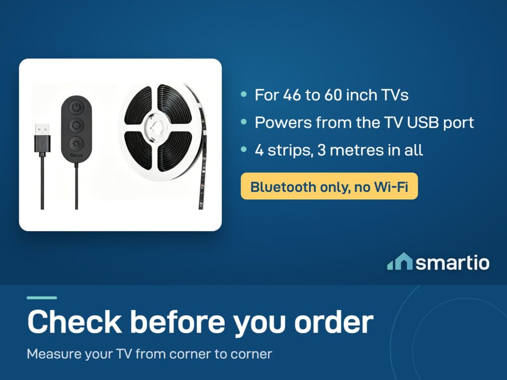 Govee Bluetooth TV backlight for 46 to 60 inch TVs: powered by the TV USB port, Bluetooth only