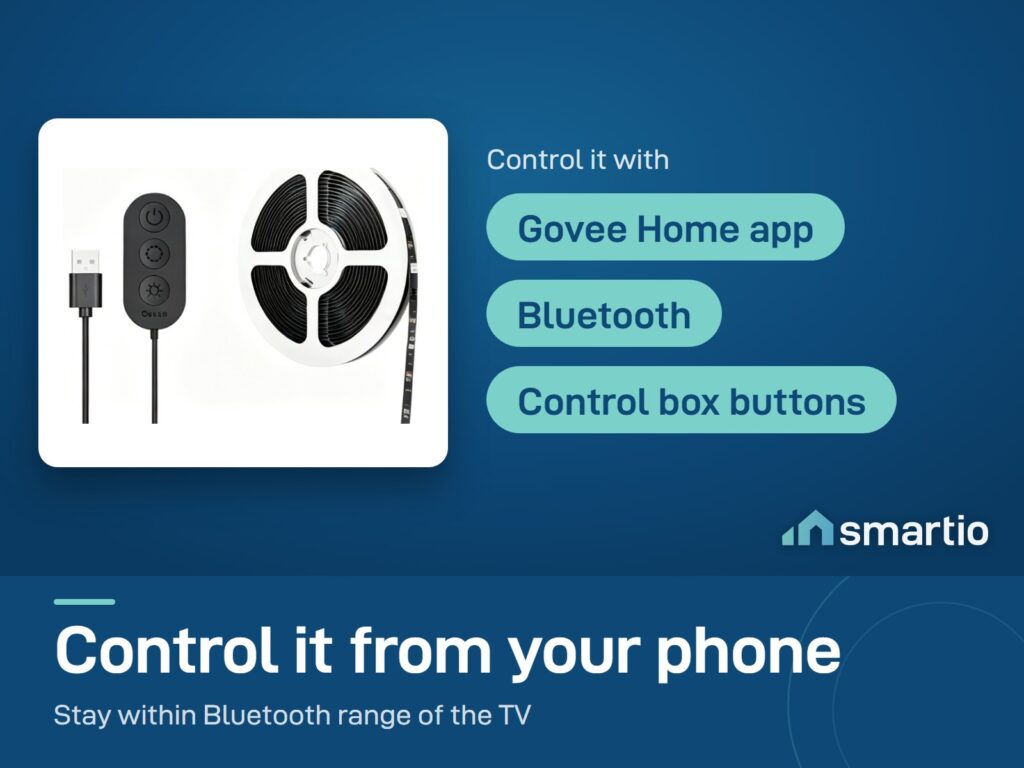 Govee Bluetooth TV backlight control box and strip; control with the Govee Home app over Bluetooth