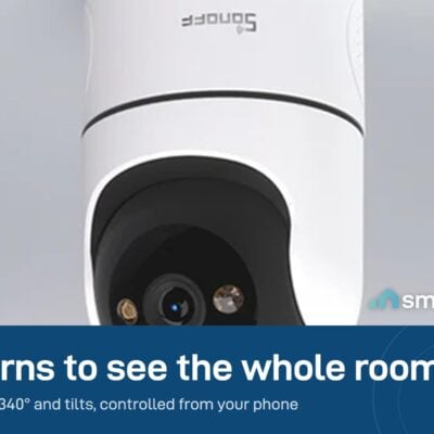 Sonoff CAM Pan-Tilt 2 mounted on a ceiling