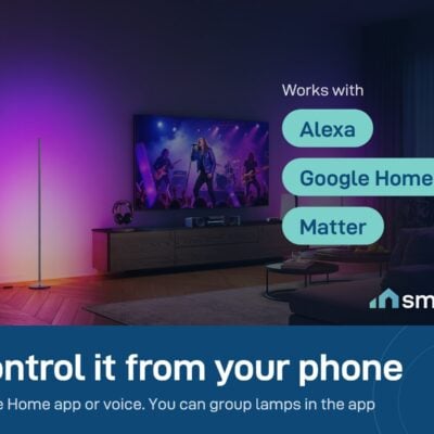 Govee Floor Lamp Basic works with the Govee Home app, Alexa, Google Home and Matter; lamps can be grouped
