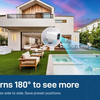 Sonoff CAM-B1P camera turning 180 degrees to cover a garden and pool area