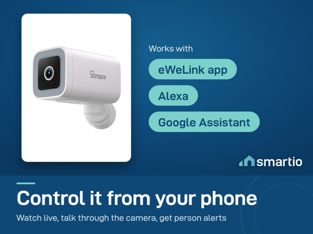 Sonoff CAM-B1P works with the eWeLink app, Alexa and Google Assistant
