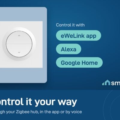 Sonoff MINI-ZBRBS-E is controlled in the eWeLink app through a Zigbee hub, or by voice with Alexa and Google Home