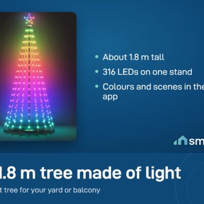 Govee Cone Tree Lights, a tall cone-shaped light tree glowing in rainbow colours, about 1.8 m high