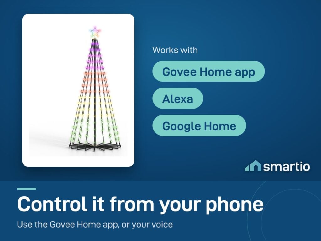 Govee Cone Tree Lights works with the Govee Home app, Alexa and Google Home