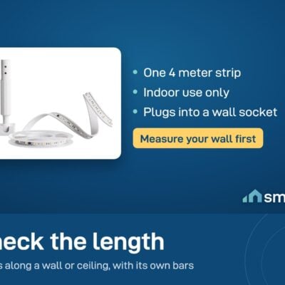 Govee Skyline strip light is one 4 meter strip with mounting bars, for indoor use, plugs into a wall socket