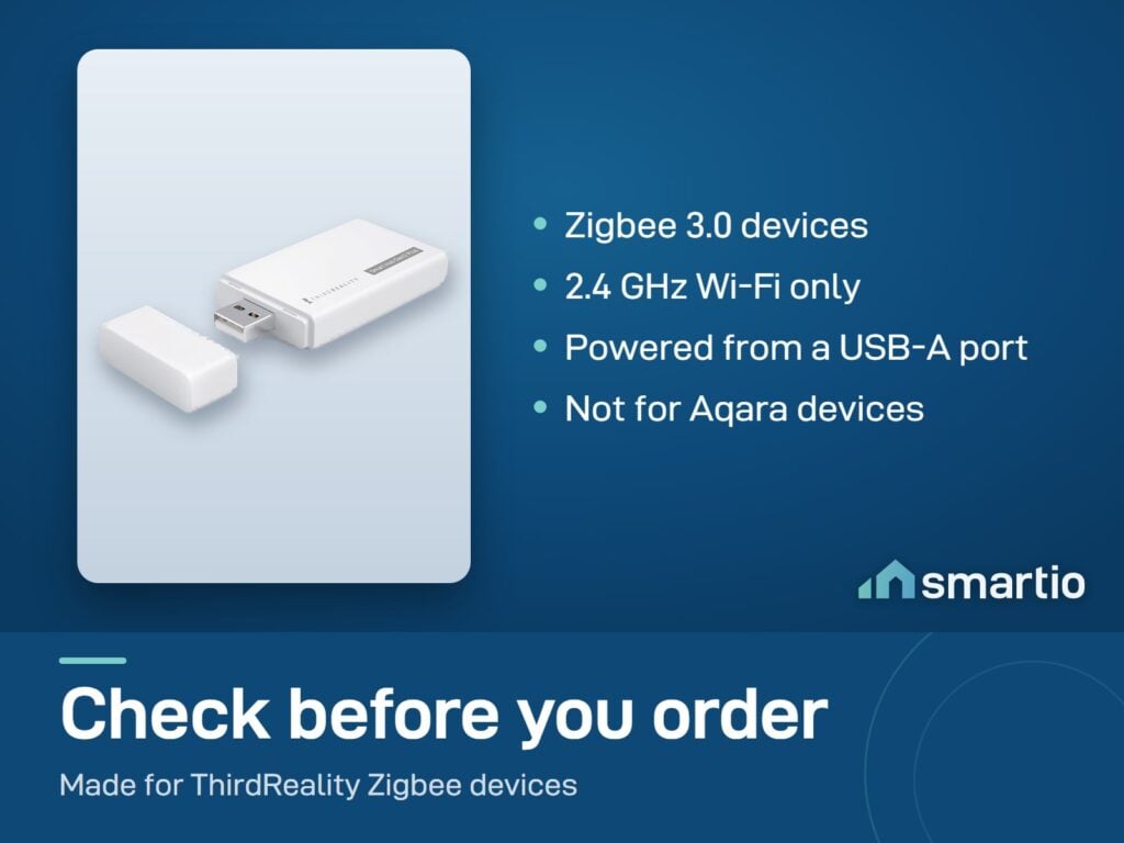 ThirdReality Smart Hub Gen2 Plus is a Zigbee 3.0 hub for 2.4 GHz Wi-Fi, powered from USB-A. Not for Aqara devices