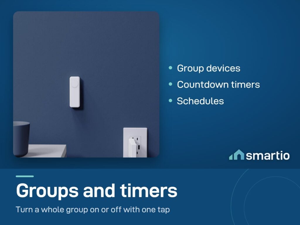 ThirdReality Zigbee smart button and switch on a wall, controlled with groups and timers from the hub