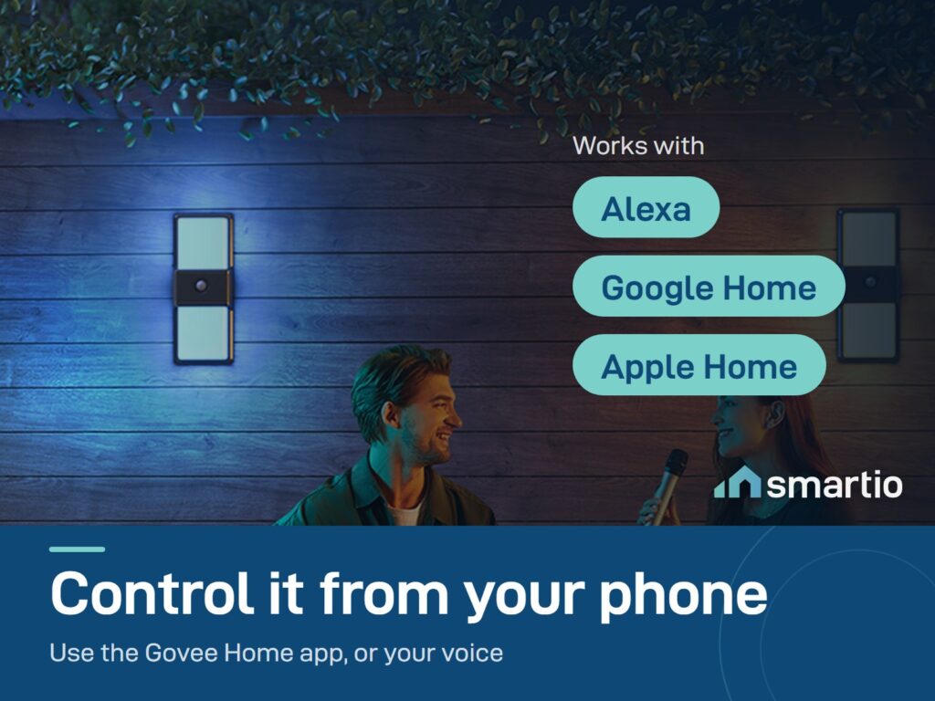Govee Smart Outdoor Wall Light works with the Govee Home app, Alexa, Google Home and Apple Home