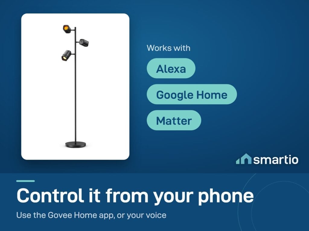 Govee Tree Floor Lamp works with the Govee Home app, Alexa, Google Home and Matter