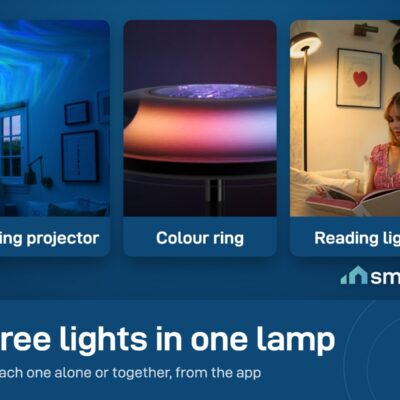 Govee Uplighter Floor Lamp three lights: ceiling projector, colour ring, reading light