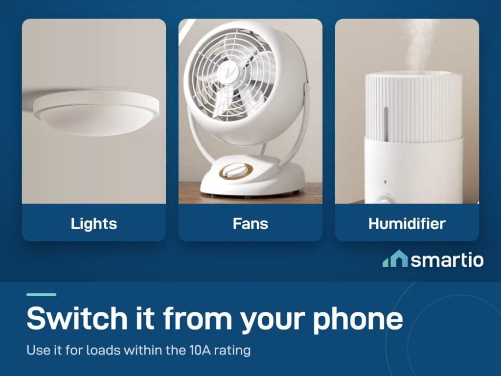 Sonoff BASIC Gen5 Matter relay can switch a ceiling light, a fan or a humidifier, within its 10A rating
