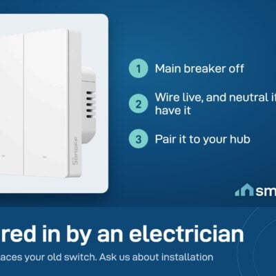 Sonoff ZBM5 wall switch install: main breaker off, wire live and neutral if you have it, pair it to your Zigbee hub