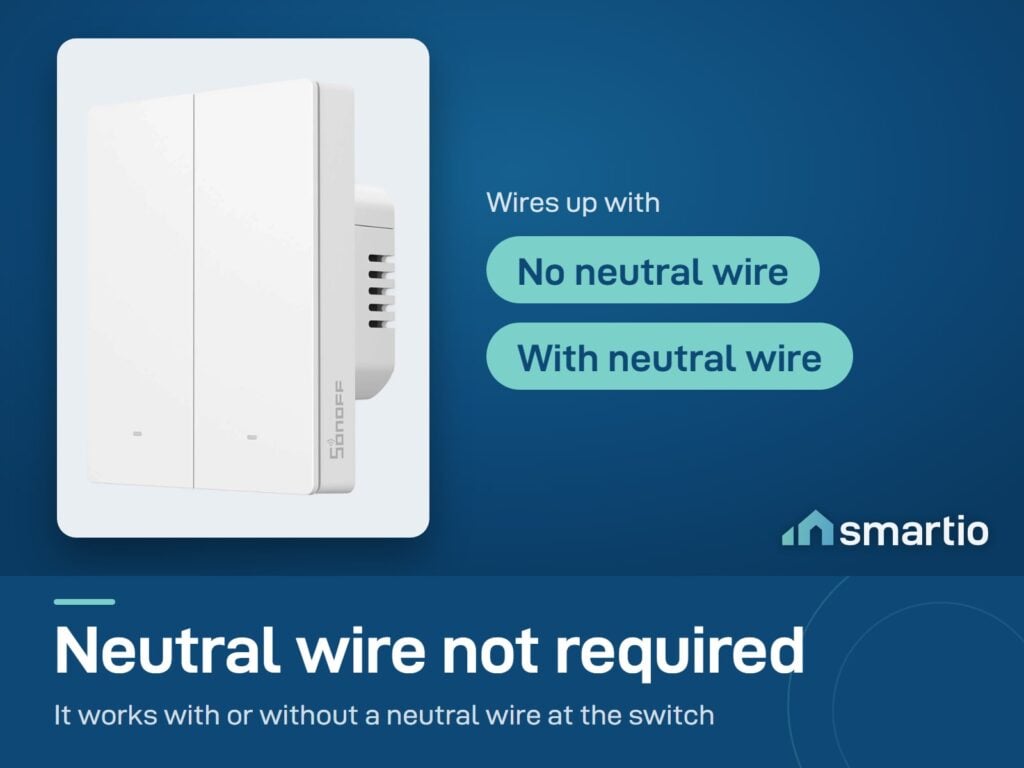 Sonoff ZBM5 Zigbee wall switch works with a neutral wire or without one
