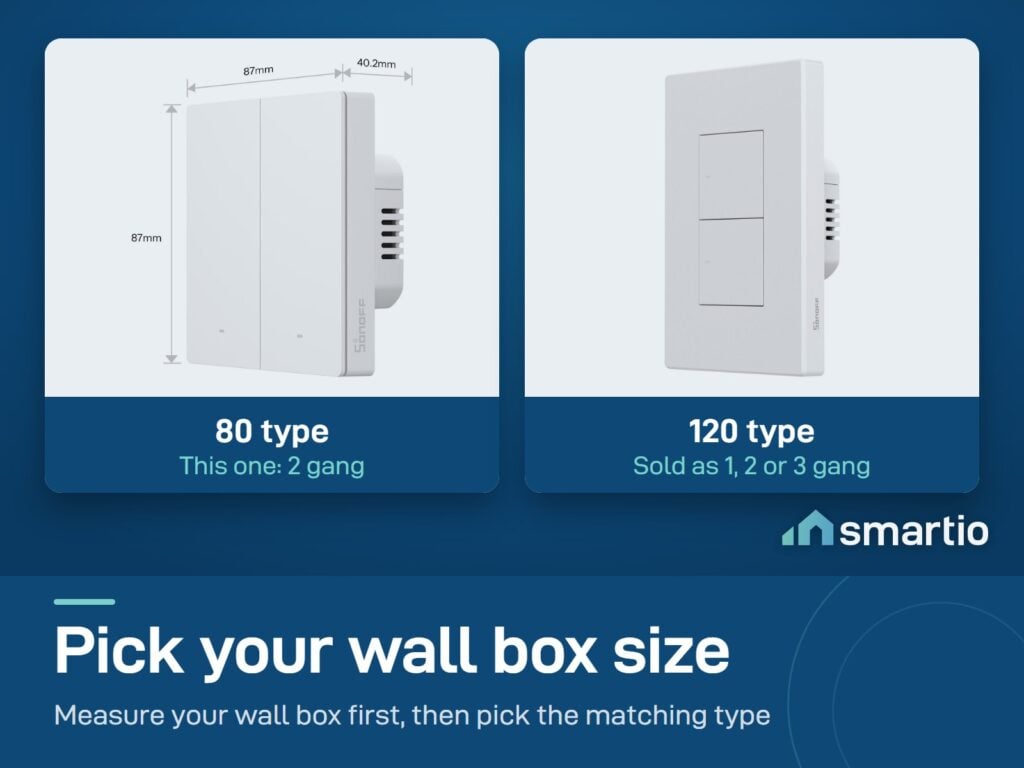 Sonoff ZBM5 switch in 80 type (this one, 2 gang) and 120 type (1, 2 or 3 gang): pick the type for your wall box