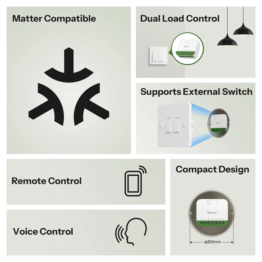 Sonoff Mini Duo 2 Gang Smart Switch | MINI-2GS