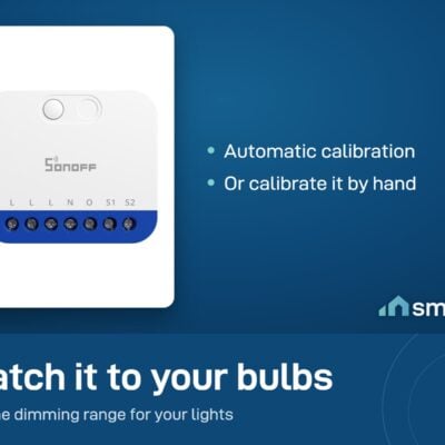 Sonoff MINI-DIM dimmer module with automatic or manual brightness calibration to match your bulbs
