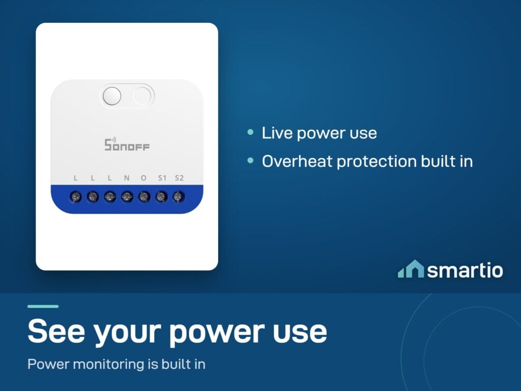 Sonoff MINI-DIM dimmer module with built-in power monitoring and overheat protection