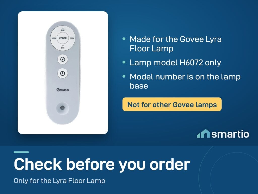 Govee Lyra Replacement Remote fits only the Govee Lyra Floor Lamp model H6072, not other Govee lamps