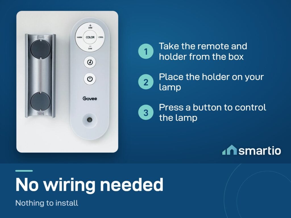 Govee Lyra Replacement Remote and its holder; place the holder on the lamp and press a button to control it