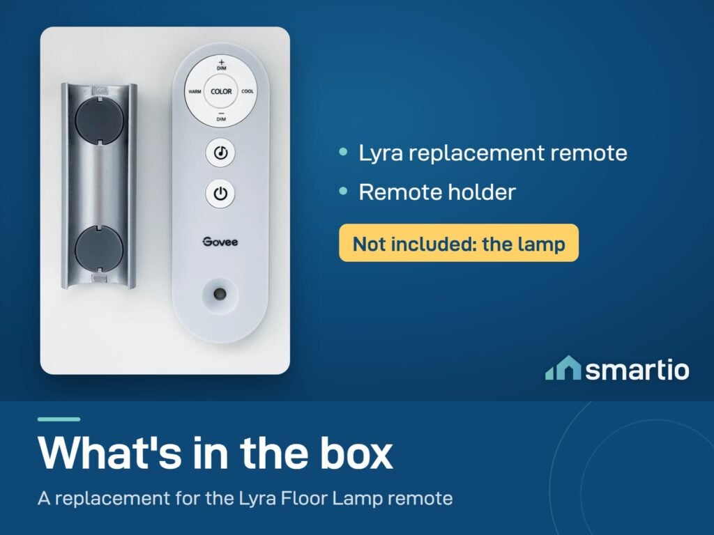 What is in the Govee Lyra Replacement Remote box: the remote and its holder. The lamp is not included