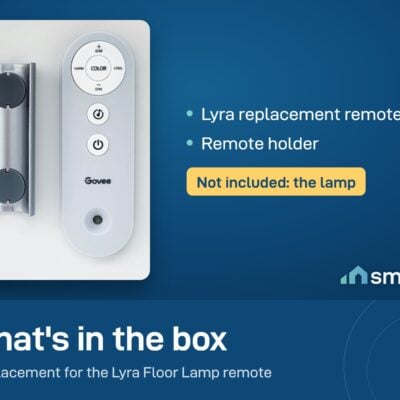 What is in the Govee Lyra Replacement Remote box: the remote and its holder. The lamp is not included