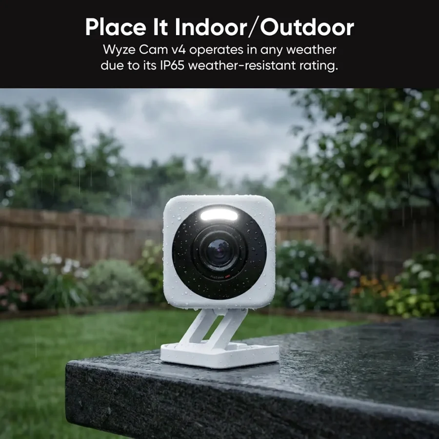 Wyze Cam v4 2.5K Outdoor Wired Security Camera with Night Vision, Spotlight, and Two-Way Audio